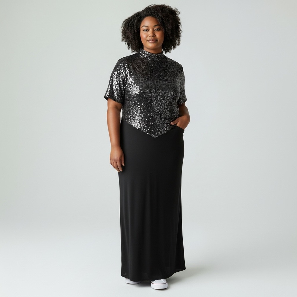 Jessica Howard Velvet Gown with Sparkle Top Classic Vintage Inspired